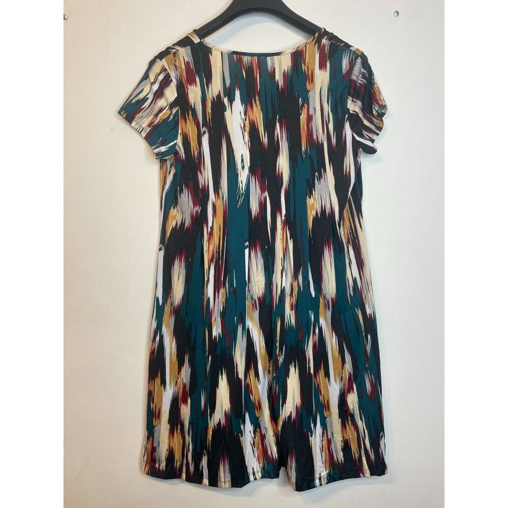 Ny Collection Womens Abstract Round Neck Midi Dress Short Sleeve Size Size L - Picture 4 of 6